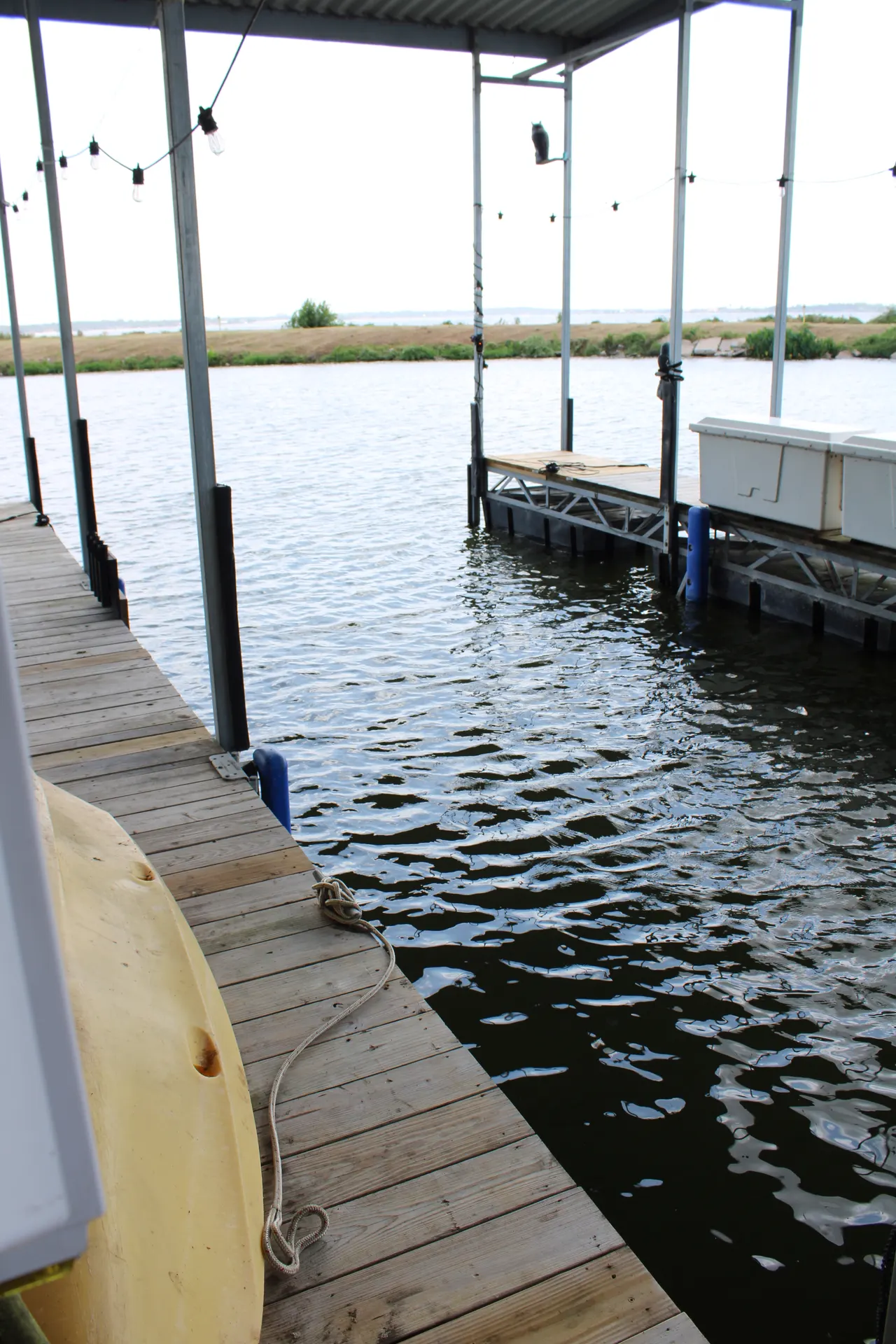 The view down B Dock to open Lake Conroe