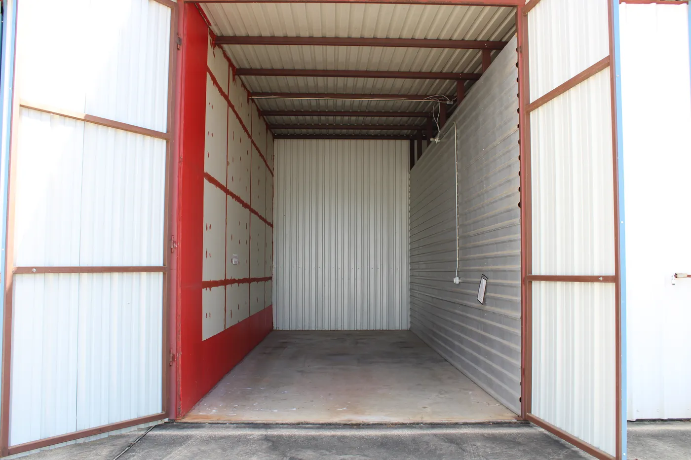 Inside a 30′ × 11′ enclosed dry storage stall at The Palms Marina